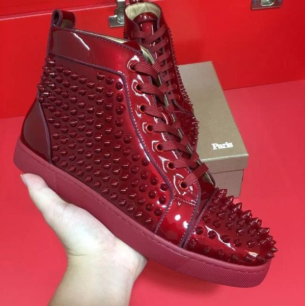 

quality high sneakers women,men casual red bottom party dress casual walking shoes lace-up skate trainers wholesale with dust bag, Black