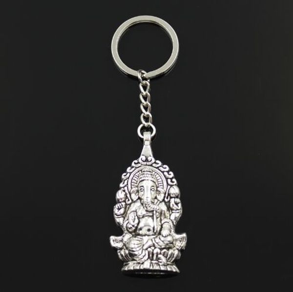 20 pz/lotto Portachiavi Portachiavi Gioielli Argento Placcato Religione Thailandia Ganesha Buddha Charms ciondolo in argento Regalo