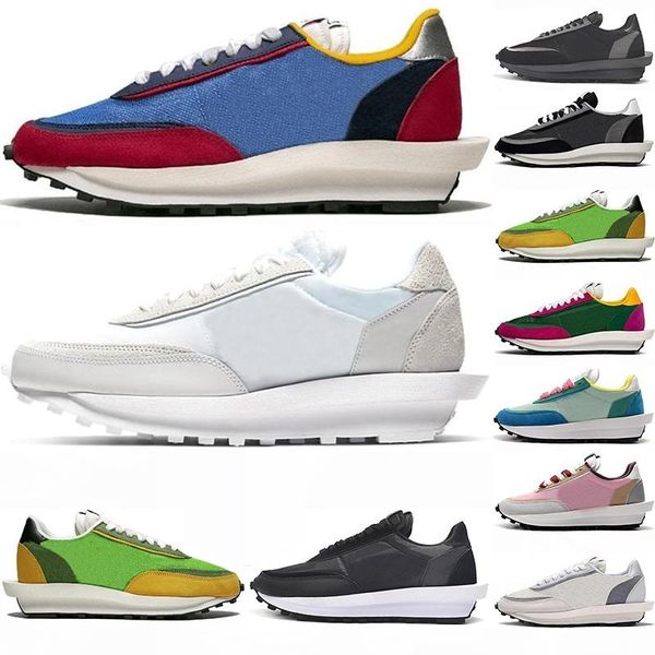

2020 sacai ldv waffle daybreak trainers triple black white oreo platform nylon green cinder mens women sport running shoes sneakers
