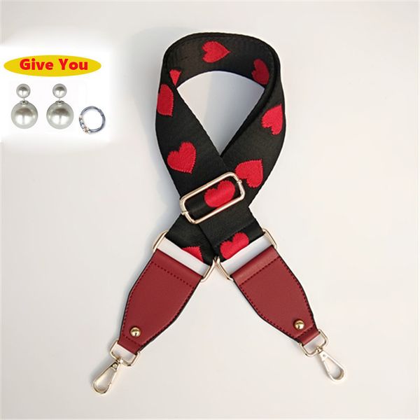 

2019 fashion bag strap women wide shoulder adjustable belt for bags125cm heart design canvas handbag belt female bag accessories, Black