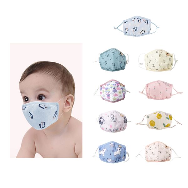 

baby cartoon face mask anti-dust mouth mask earloop washable blue