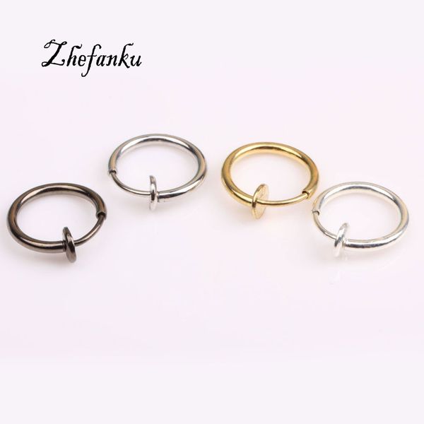 

1pcs 13mm fashion punk clip on fake piercing nose lip hoop rings earrings 4 colors drop shipping, Silver