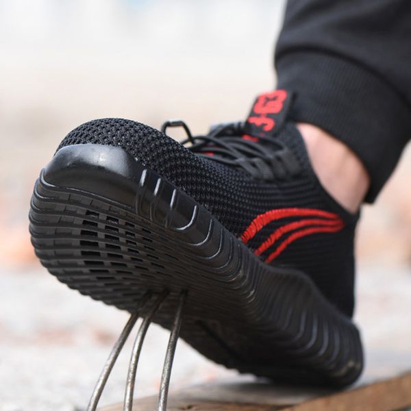 

fashion men boots anti-smashing piercing work safety boot men casual sneaker breathable mesh shoes comfort safety shoes male, Black