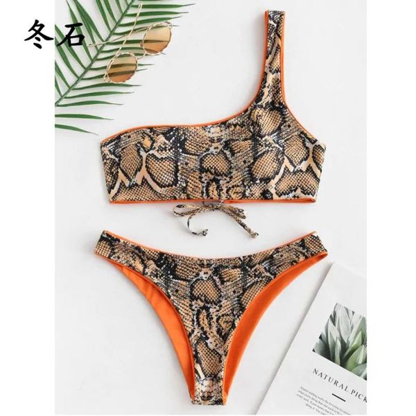 

swimwear 2020 snake women's two piece print split swimsuit bikini swimsuit beachwear banador