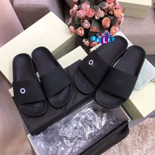 

uxury off leisure indoor beach slippers white printing sweethearts slippers with box, Black