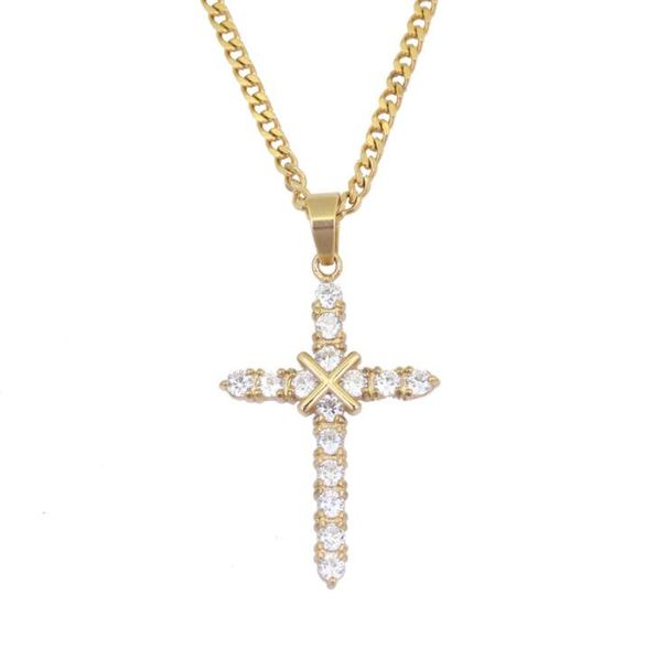

hip hop stainless steel cross pendant necklaces for men luxury necklace stainless steel cuban chains dog tag jewelry, Silver