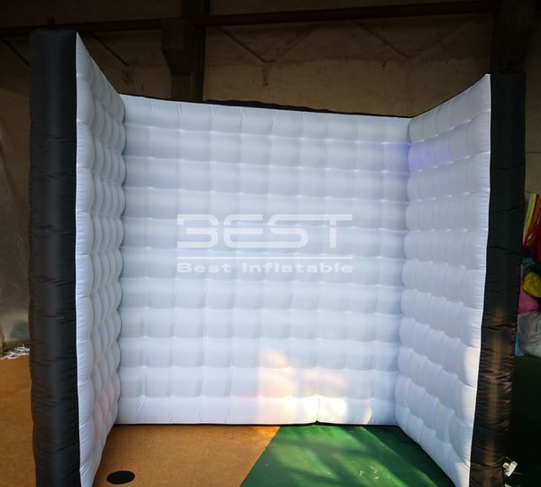 

white /black inflatable kiosk dj studio booth wall with custom led inflatable wedding party wall for advertising