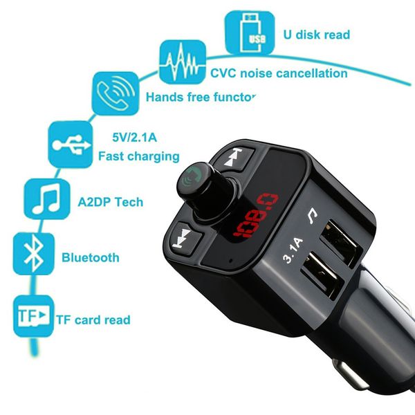 

car auto dual usb bluetooth4.1 handscar kit charger fm transmitter mp3 player a2b3 mp3 player