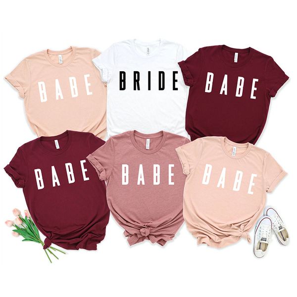 

bride babes wedding party t-shirt fashion short sleeve bridesmaid shirts women cotton aesthetic casual ulzzang drop ship, White