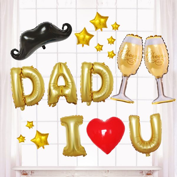 

father's day balloon mother's day stars wine glass holiday festival letter beard crown birthday aluminum film party balloon set