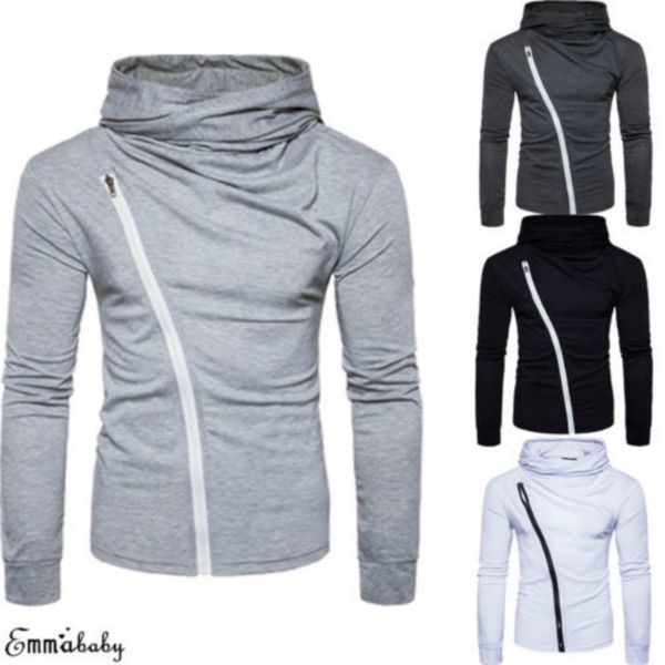

2019 autumn long sleeve hooded t shirt men slim fit hooded t-shirts pullover hoodies drop shipping, White;black