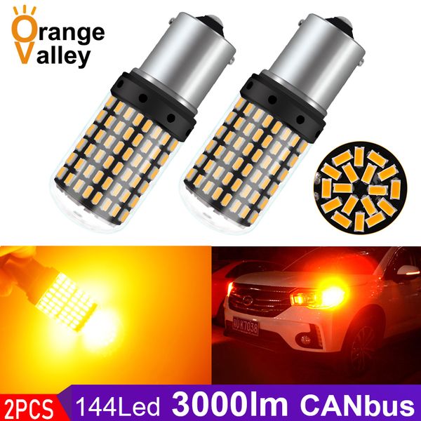 

2pcs 1156 ba15s p21w car led light 3014 144smd canbus no error for turn signal lamp dc12v