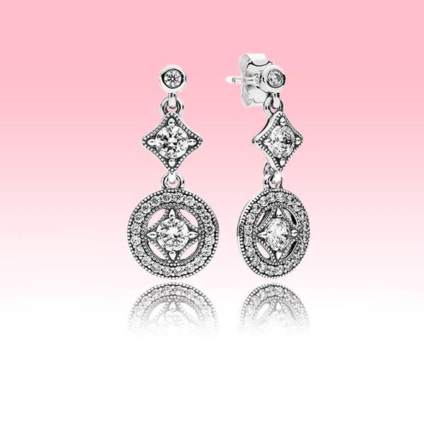 

women elegant retro dangle earring cz diamond wedding jewelry with original box for pandora real 925 sterling silver stud earrings set
