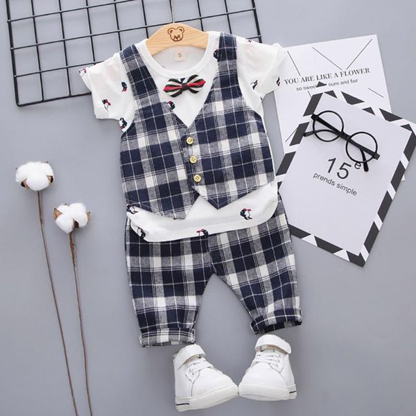 

детская одежда новой моды дети мальчики пингвина bow плед пэчворк tops шорты gentlement набор детской одежды для мальчиков, White