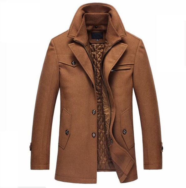 

men pea coat dropshipping tang new winter wool coat slim fit jackets mens casual warm outerwear jacket and size m-4xl, Black;brown