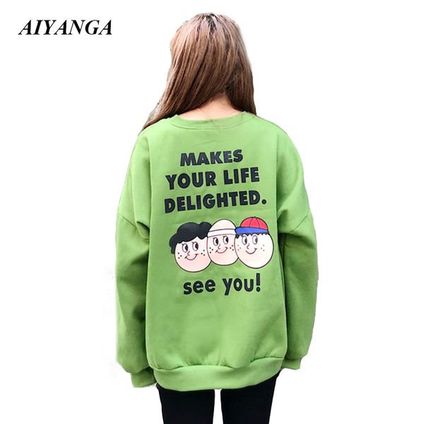 

women casual hoodies 2018 autumn winter hoodies female thicken fleece sweatshirts and pullovers outerwear loose ladies, Black