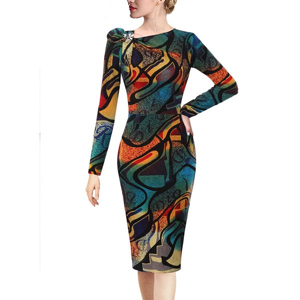 

vfemage womens autumn elegant pleated bow asymmetric neck 3/4 sleeve slim work office business cocktail party sheath dress 18333, Black;gray