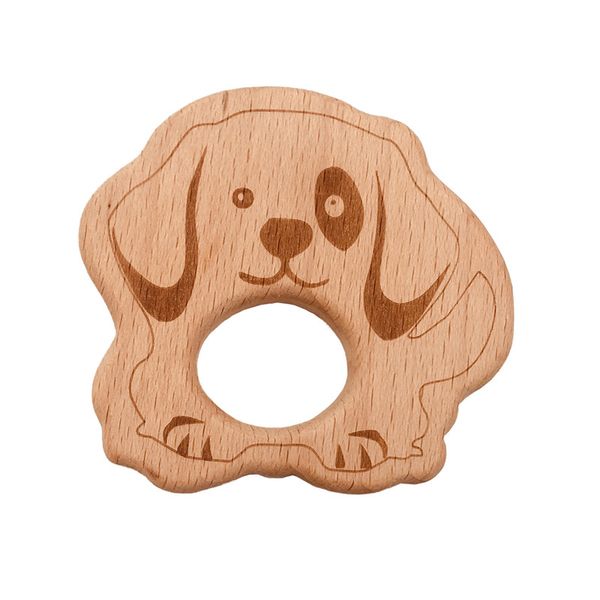 

прекрасный мультфильм деревянная собака прорезыватель 10 шт. чисто природных животных shaped детские прорезывания зубов уход бук прорезывате