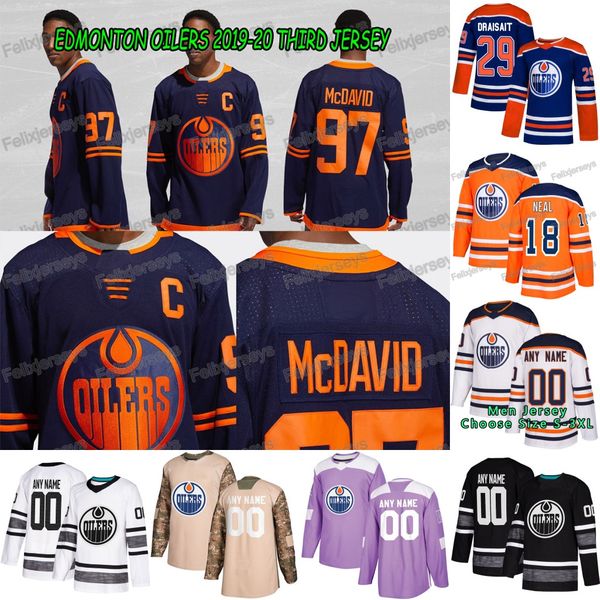 

EDMONTON OILERS 2019-20 THIRD McDavid Milan Lucic Leon Draisaitl Kris Russell Mikko Koskinen Nugent-Hopkins Zack Kassian Cam Talbot Jersey