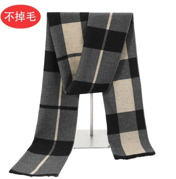 

new winter scarf for mens heating grid thickened business knitted imitation cashmere neck korean version of, Blue;gray
