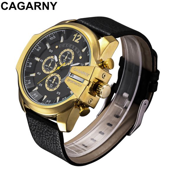 

Cagarny Mens Quartz Wrist Watch Luxury Sport Wristwatch Waterproof Black Stainless Male Watches Clock Military Relogio Masculino