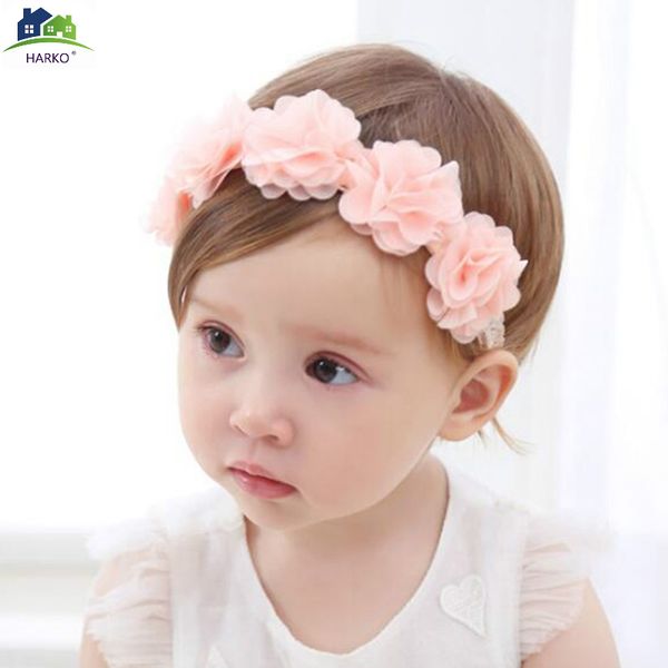 Pink White Ribbon New Baby Flower Headband Hair Bands Handmade Diy