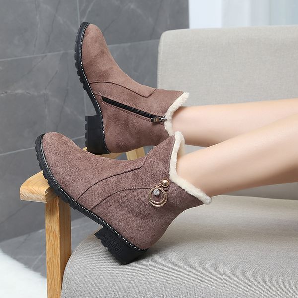 

lace up flat heel lady boots shoes bootee woman 2019 low heels booties winter women round toe ladies rubber mid-calf mid calf me, Black