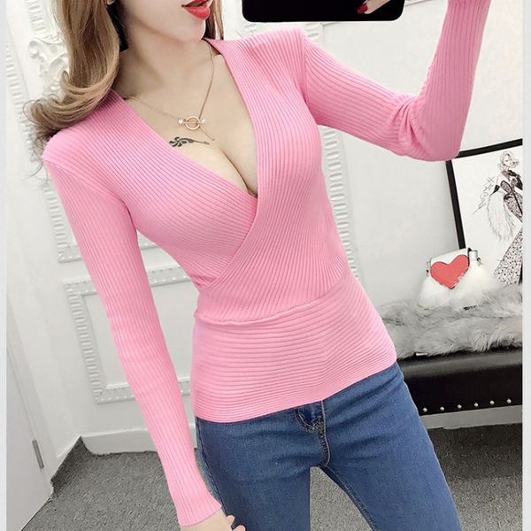 

women cross v neck knitted sweater women pullover sweaters 2018 new, White;black