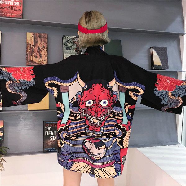 

kimono women men japanese kimono traditional male cardigan men harajuku streetwear samurai costume yukata male haori obi, Red