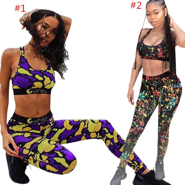 

fashion women tracksuit sports bra crop tank vest + pants leggings two piece outfits luxury swimwear sports suit swimsuit 2020, White