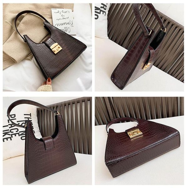 

designer-stone pattern ladies bags leather desinger crocodile women's handbags alligator totes trendy design shoulder tote bag sac a ma