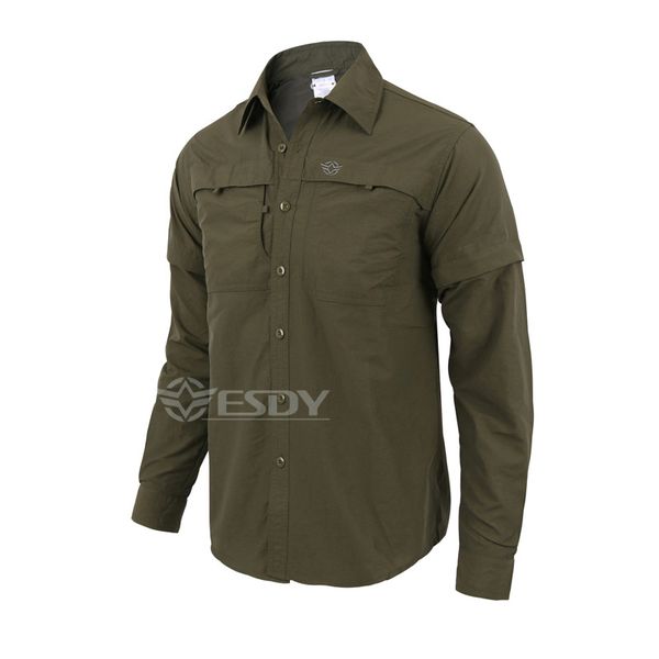 

outdoor men summer combat shirt outdoor quick-dry breathable male shirt long sleeve detachable two parts sports, Gray;blue