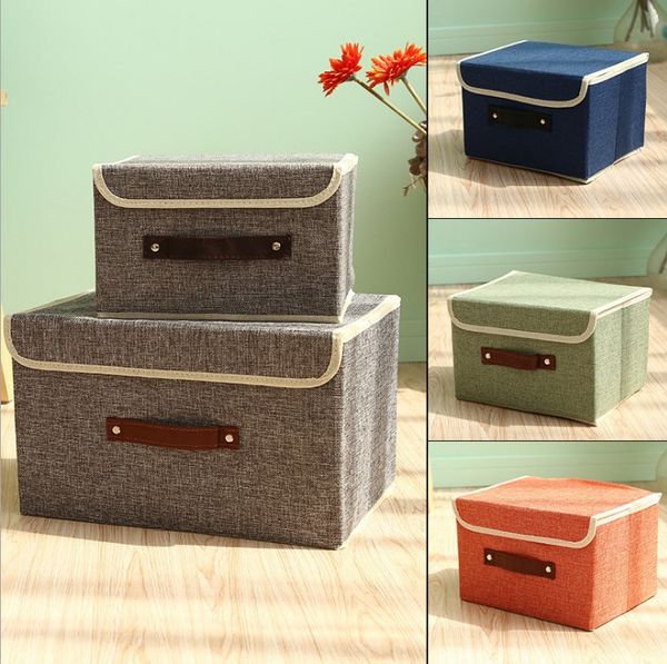 

factory direct thickened storage box foldable clothes whole box cotton and linen storage box with lid spot wholesale