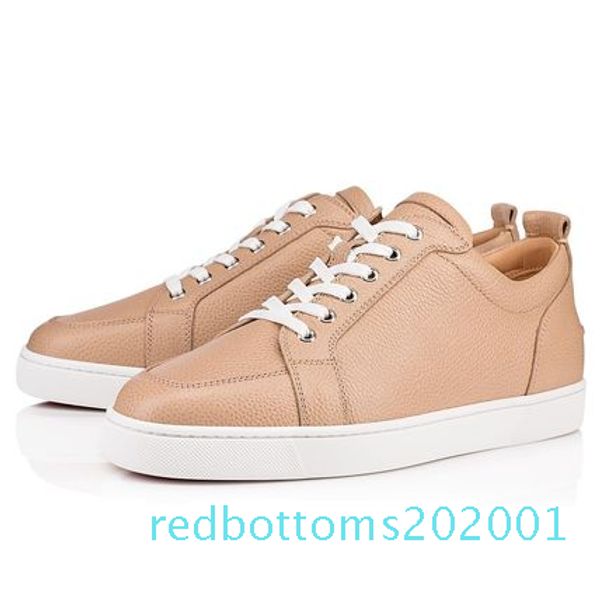 

factory wholesale grained leather classic rantulow flat leather sneakers red bottom shoes junior lowcut mens shoes red sole ar01, Black