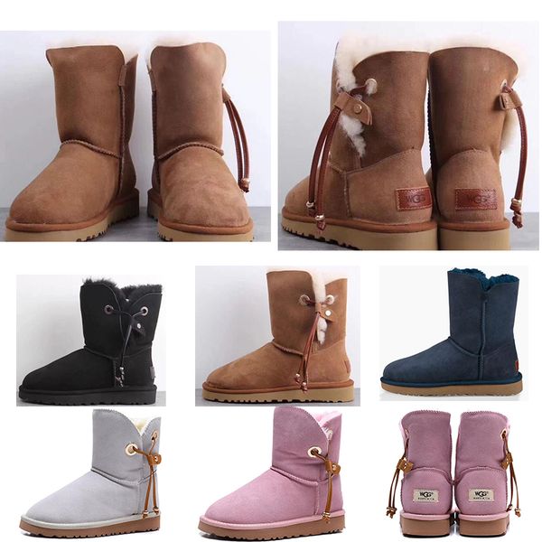 

2019 WGG Women's Australia Classic Snow Boots Women girl boots Boot Snow Winter black blue Bow tie boots leather designer shoes size 36-41