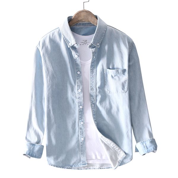 

2019 suehaiwe's brand long sleeve denim shirts men brand fashion cotton jeans shirt mens s-4xl casual shirt male chemise, White;black