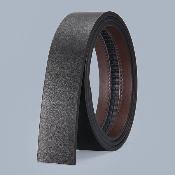 

headless men's leather automatic buckle strip non-head punching young and middle-aged belt trousers belt, Black;brown