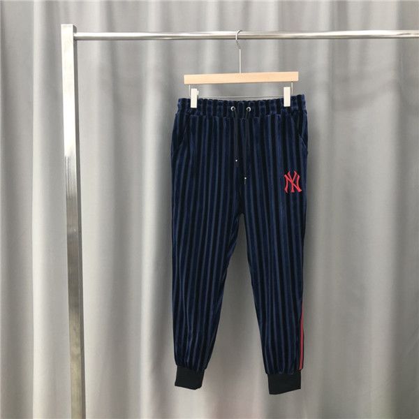 

19aw luxurious italy brand design long pants terry trousers all-match fashion stripe hip-hop high streetwear cool sports trousers, Black;green