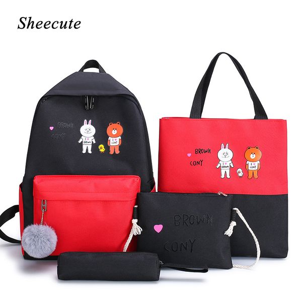 

girls school bag female college student backpack children school bags lightweight canvas backpack cartoon print kids book bags