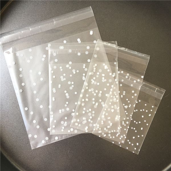 

100pcs 5 size white dots transparent frosted plastic wedding cookie candy bag christmas birthday party wedding gift bag