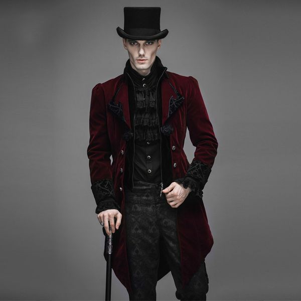 

custom men's new steampunk vision gothic jacket long slim fit wool tunic trench stage performance coat banquet party clothing, Tan;black
