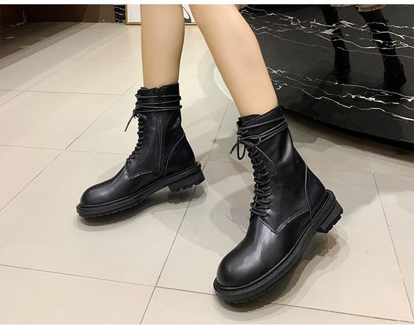 

luxury designer black leather tie martin cross belt women's boots
