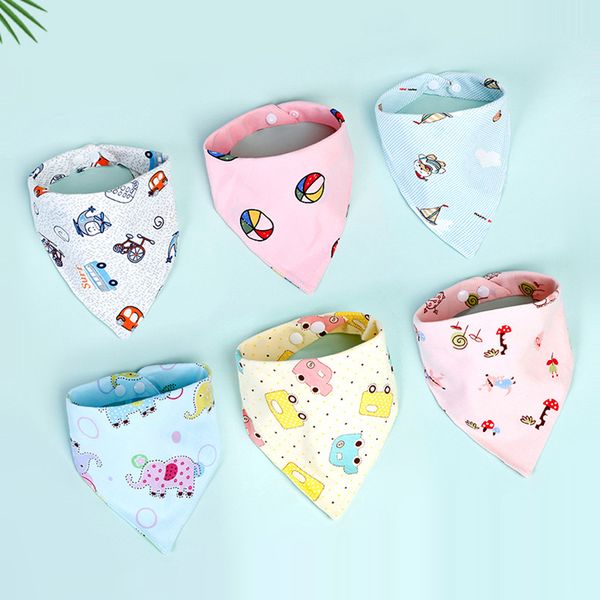 

6 pcs cute kids triangle shape baby feeding head scarf bib boy girl saliva cartoon towel