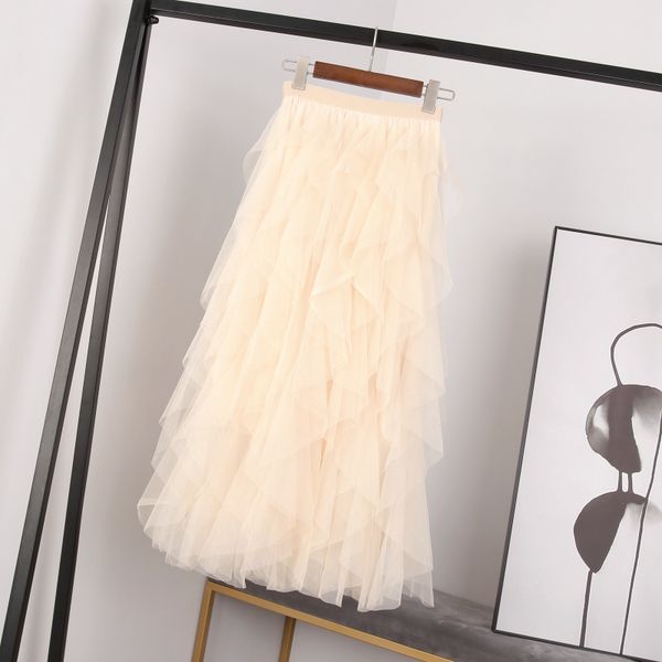 

fashion vintage tutu femme tulle skirt women pleated skirt spring summer long maxi black pink high waist pleated female