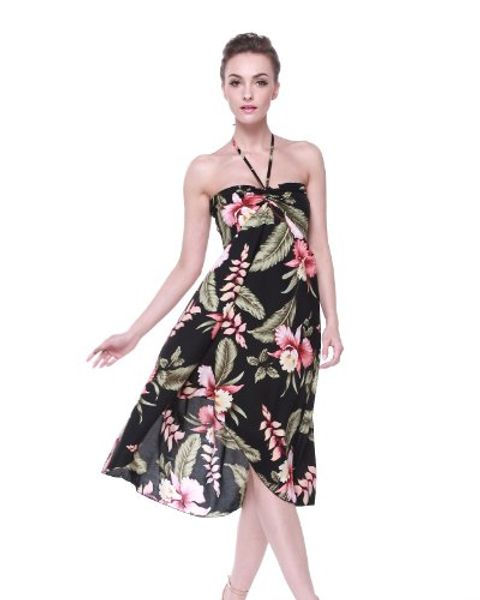 

tropical group women's hawaiian butterfly dress, Black;gray