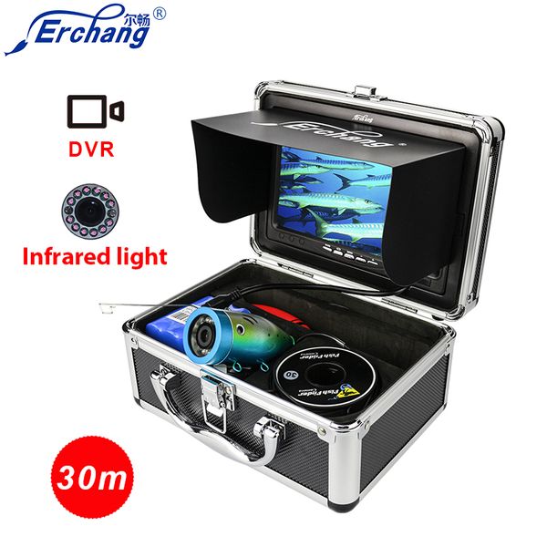 

erchang 30m camera for underwater fishing 7" 1000tvl fish finder dvr 12pcs infrared led anti sunshine