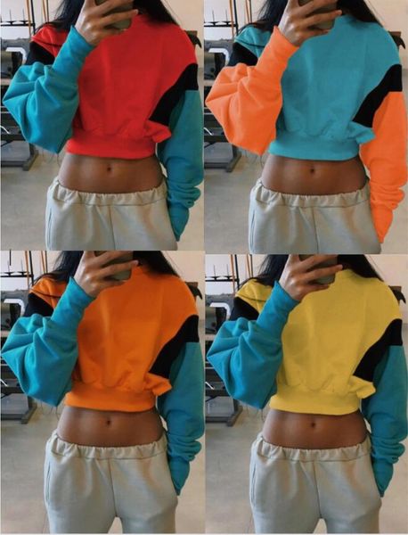

womens designer hoodies long sleeve crop pullover patchwork loose sweatshirt shirts 2019 brand fashion designer hip hop sweater, Black