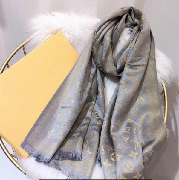 

new scarf letter pattern women scarf wool silk cashmere scarf shawl ladies warm scarves size 180x70cm ing, Blue;gray
