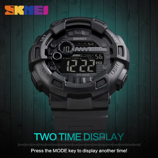 

men silicone sport watch skmei brand mens digtial watches waterproof electronic wristwatch male clock reloj, Slivery;brown