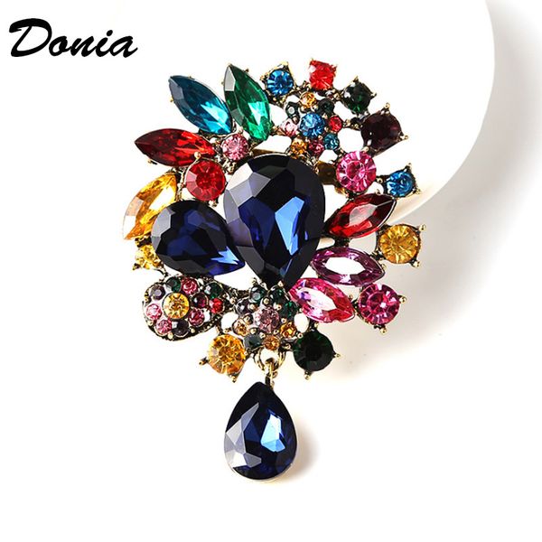 

donia jewelry korean fashion personality big glass brooch women's coat accessories wild high-end scarf pin gift, Gray